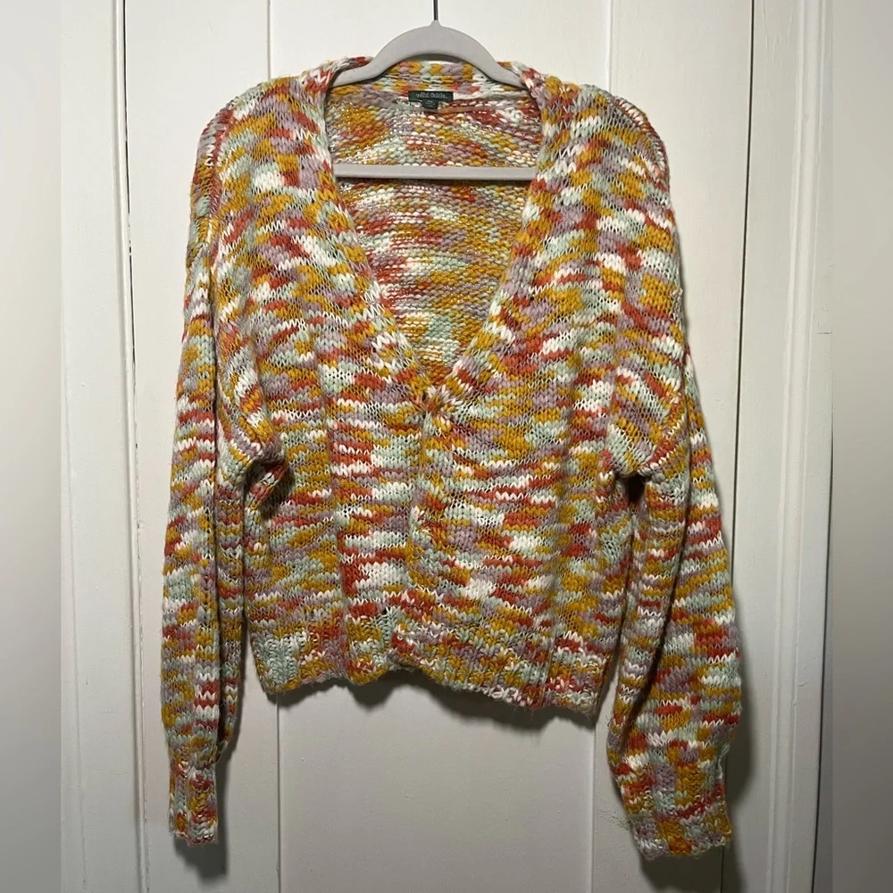 Wild Fable Multicolor Cardigan Sweater with Button Fastener